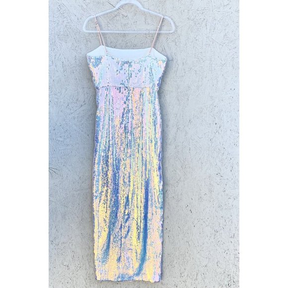 NWT $288 NBD Amethyst Sequin Side Slit Sleeveless Column Maxi Gown Dress M - Picture 6 of 12